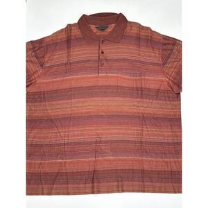 Dalmine Uomo Mens Polo Shirt Striped Made in Italy Red‎ Orange Size 2XL